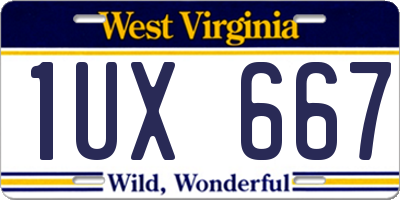 WV license plate 1UX667
