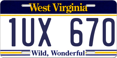 WV license plate 1UX670