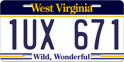 WV license plate 1UX671