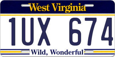 WV license plate 1UX674