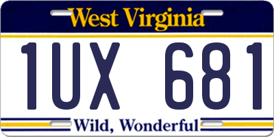 WV license plate 1UX681