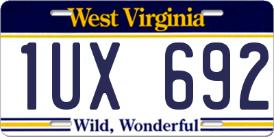 WV license plate 1UX692