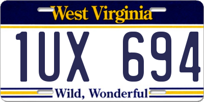 WV license plate 1UX694