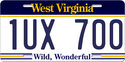 WV license plate 1UX700
