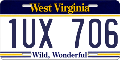 WV license plate 1UX706