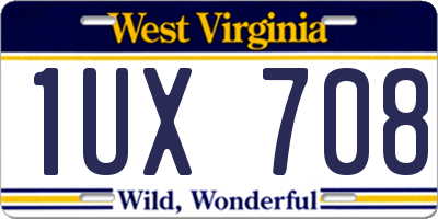 WV license plate 1UX708