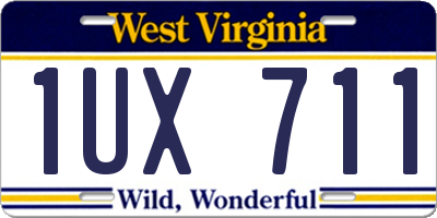WV license plate 1UX711