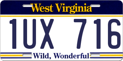WV license plate 1UX716