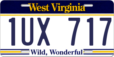 WV license plate 1UX717