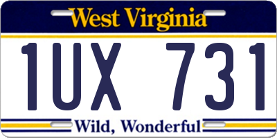 WV license plate 1UX731