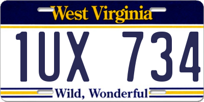 WV license plate 1UX734