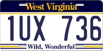 WV license plate 1UX736