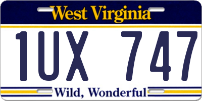 WV license plate 1UX747