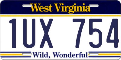 WV license plate 1UX754