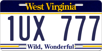 WV license plate 1UX777
