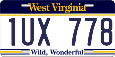 WV license plate 1UX778