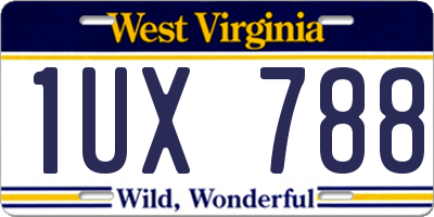 WV license plate 1UX788