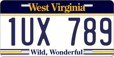 WV license plate 1UX789