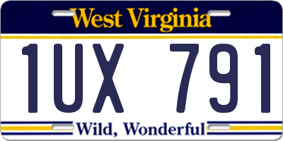 WV license plate 1UX791