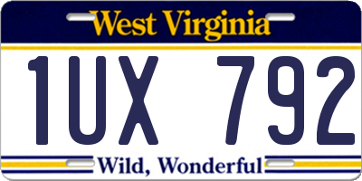 WV license plate 1UX792