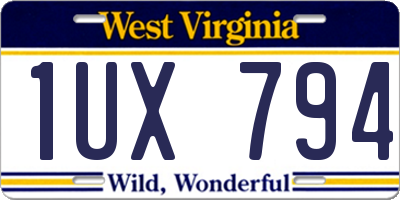 WV license plate 1UX794