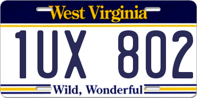 WV license plate 1UX802