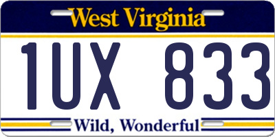 WV license plate 1UX833
