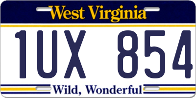 WV license plate 1UX854