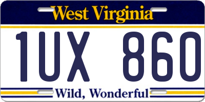 WV license plate 1UX860