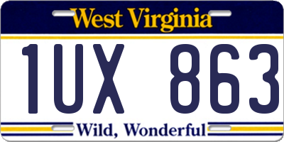 WV license plate 1UX863