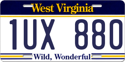 WV license plate 1UX880
