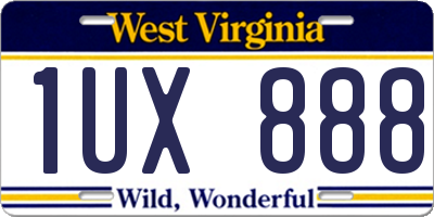 WV license plate 1UX888