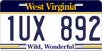 WV license plate 1UX892
