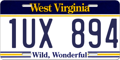 WV license plate 1UX894