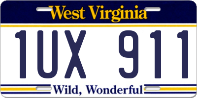 WV license plate 1UX911