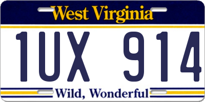 WV license plate 1UX914