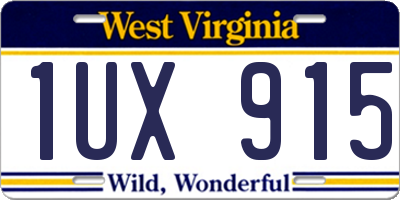 WV license plate 1UX915