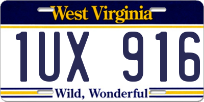 WV license plate 1UX916