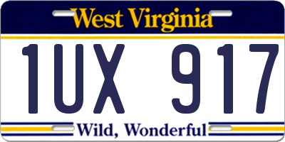 WV license plate 1UX917