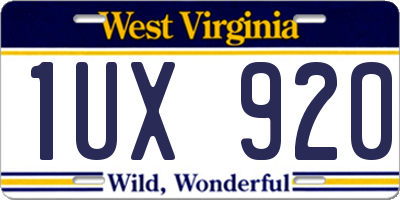 WV license plate 1UX920