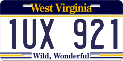 WV license plate 1UX921