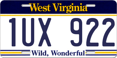 WV license plate 1UX922