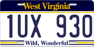WV license plate 1UX930