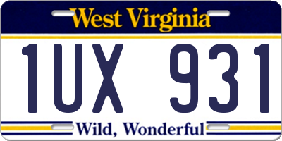 WV license plate 1UX931