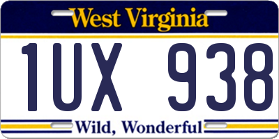 WV license plate 1UX938