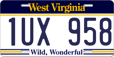 WV license plate 1UX958