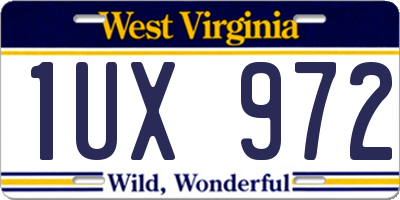WV license plate 1UX972