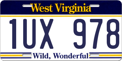 WV license plate 1UX978