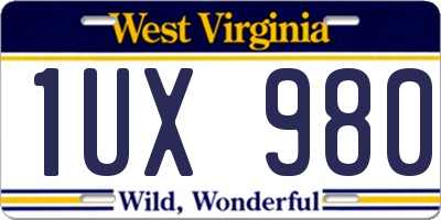 WV license plate 1UX980