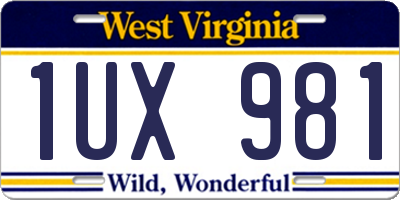 WV license plate 1UX981